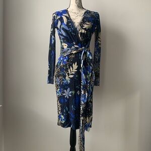 Fuzzi Floral and Animal Print Mesh Dress